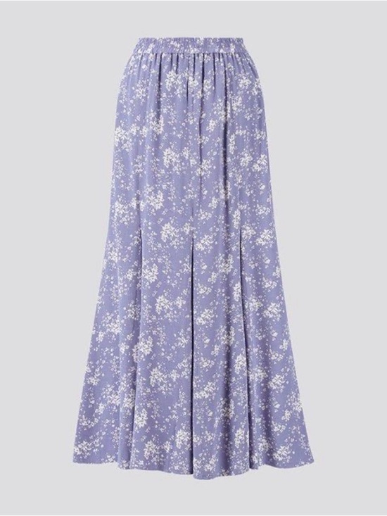 Uniqlo Dresses & Skirts - Uniqlo Floral Maxi Skirt Blue White Ditsy Print Elastic Waist Size Small